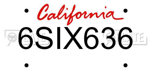 6SIX636 California License Plate