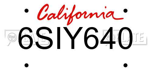 6SIY640 California License Plate