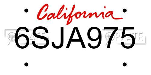 6SJA975 California License Plate