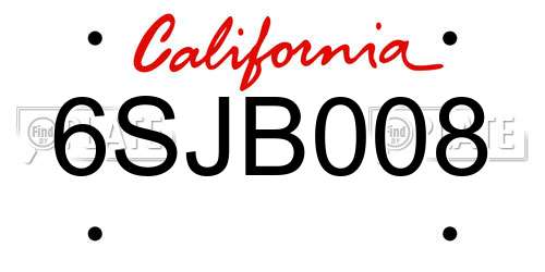 6SJB008 California License Plate