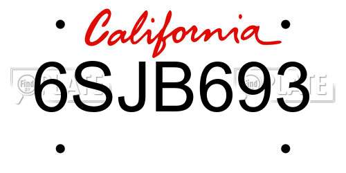 6SJB693 California License Plate