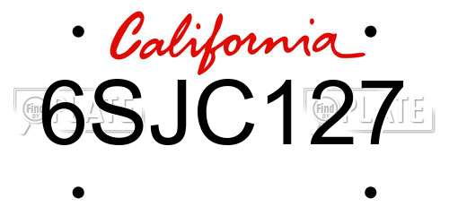 6SJC127 California License Plate