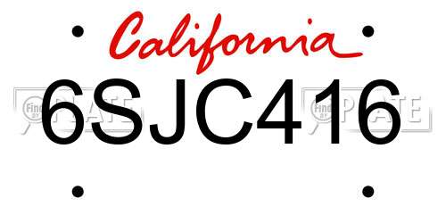 6SJC416 California License Plate