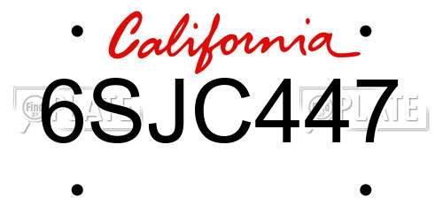 6SJC447 California License Plate
