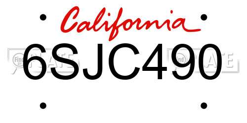 6SJC490 California License Plate