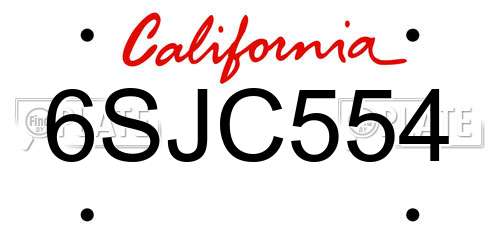 6SJC554 California License Plate