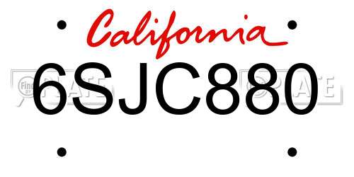 6SJC880 California License Plate