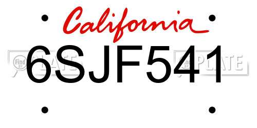6SJF541 California License Plate