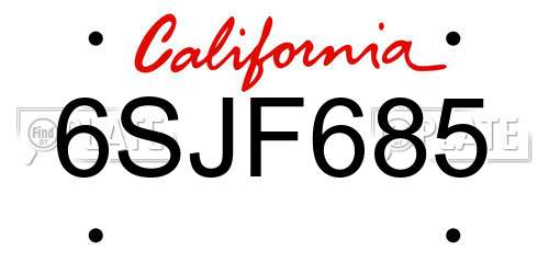 6SJF685 California License Plate