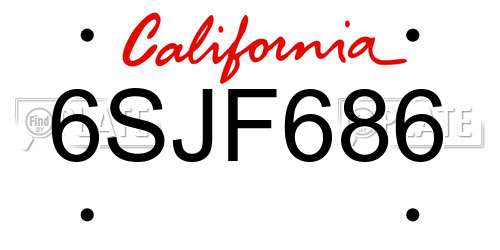 6SJF686 California License Plate