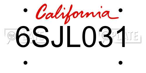 6SJL031 California License Plate