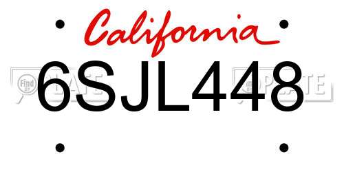 6SJL448 California License Plate