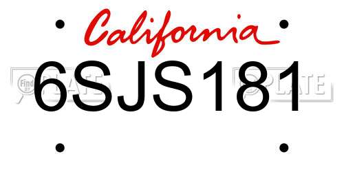 6SJS181 California License Plate