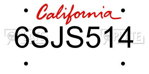 6SJS514 California License Plate