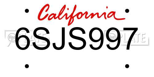 6SJS997 California License Plate