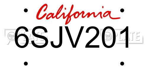 6SJV201 California License Plate