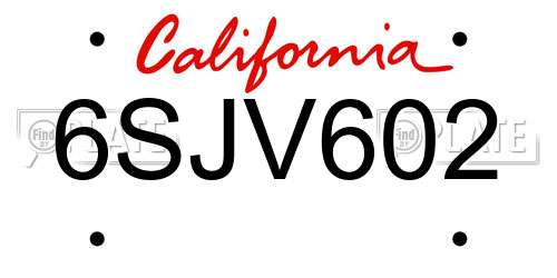 6SJV602 California License Plate