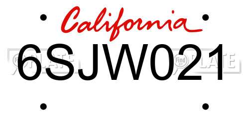 6SJW021 California License Plate