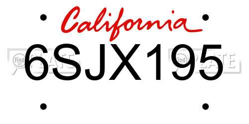 6SJX195 California License Plate