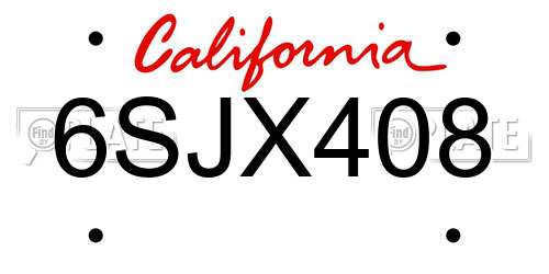 6SJX408 California License Plate
