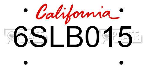 6SLB015 California License Plate