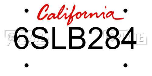 6SLB284 California License Plate