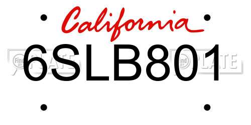 6SLB801 California License Plate