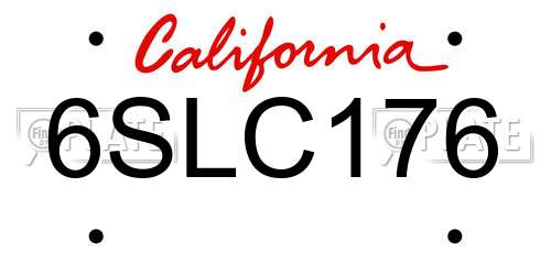 6SLC176 California License Plate