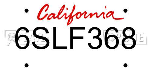 6SLF368 California License Plate
