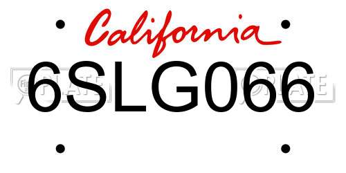 6SLG066 California License Plate