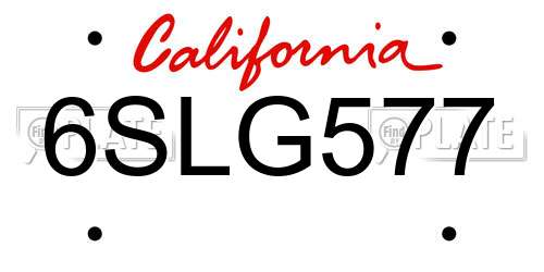 6SLG577 California License Plate