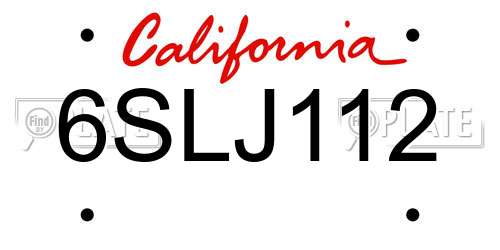 6SLJ112 California License Plate