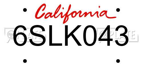 6SLK043 California License Plate