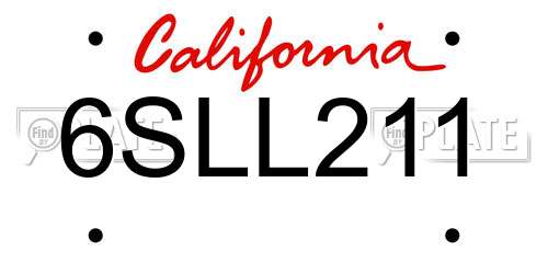 6SLL211 California License Plate