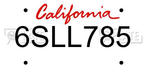 6SLL785 California License Plate