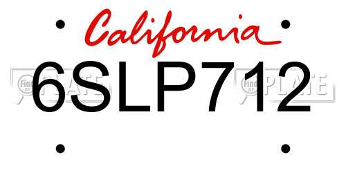 6SLP712 California License Plate