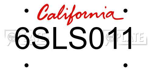 6SLS011 California License Plate