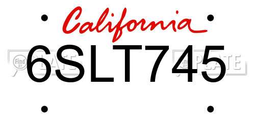 6SLT745 California License Plate