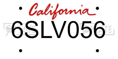 6SLV056 California License Plate