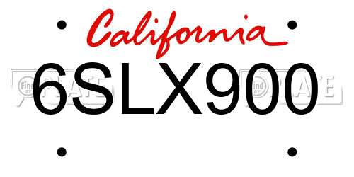 6SLX900 California License Plate