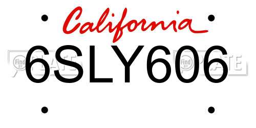 6SLY606 California License Plate