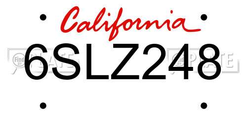 6SLZ248 California License Plate