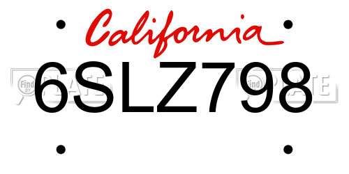 6SLZ798 California License Plate