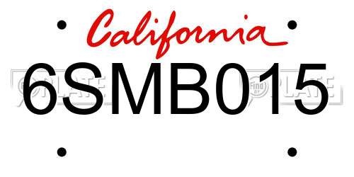 6SMB015 California License Plate