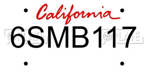 6SMB117 California License Plate