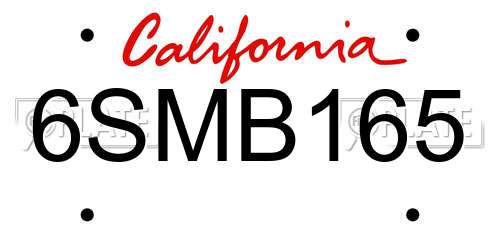 6SMB165 California License Plate
