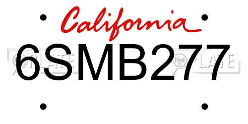 6SMB277 California License Plate