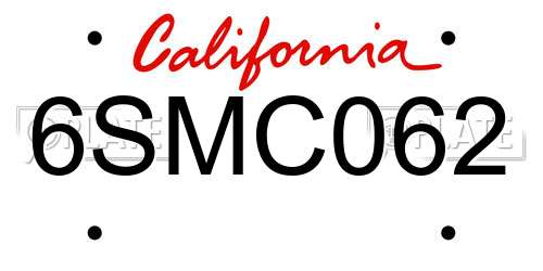 6SMC062 California License Plate