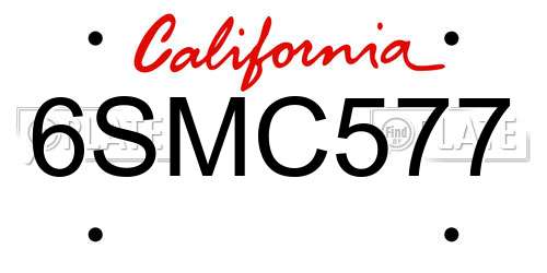 6SMC577 California License Plate
