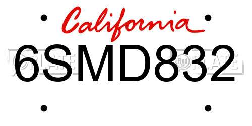 6SMD832 California License Plate